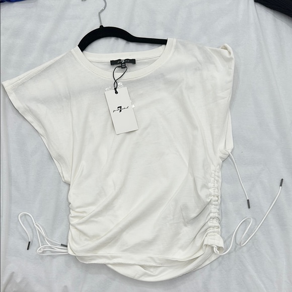 NWT 7 For All Mankind White Cinched Top - Picture 1 of 2